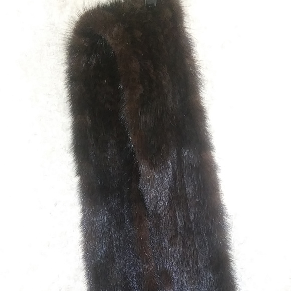 Mink Fringed Scarf 60'' Chestnut - Picture 1 of 3